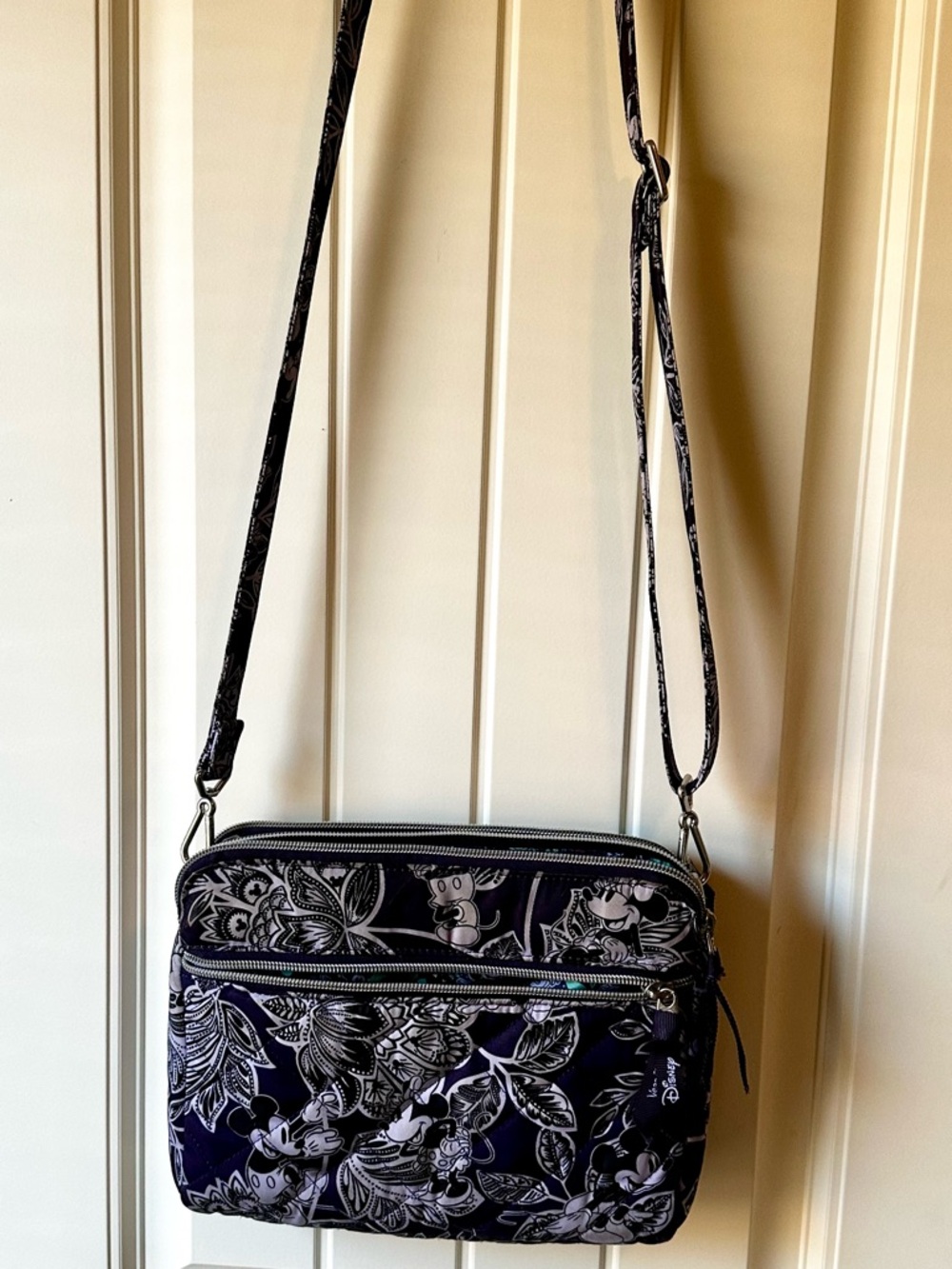 Vera Bradley Disney collab Mickey & Minnie Navy Lavender Floral Crossbody Bag